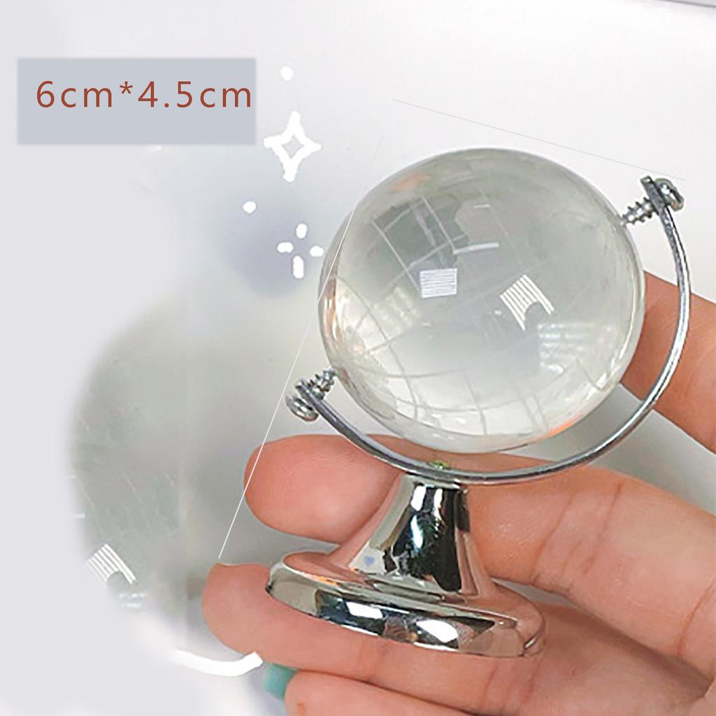 2 Pcs Mini World Globes Round Earth Globes Crystal Clear Desk Office