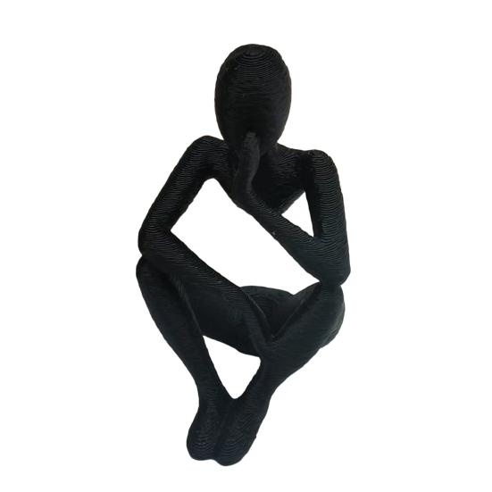 3D Printed Thinker Style Abstract Sculpture, Meditator Statue Collectible Figurines, Home Office Bookshelf Desktop Decor