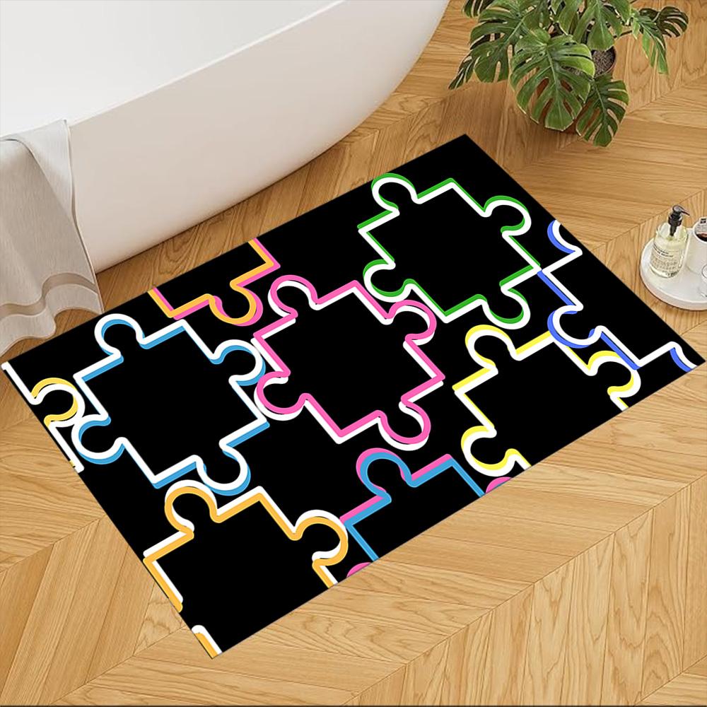 

Colorful Puzzle Pattern Background Non-Slip Home Carpet Design for Office Decor Living Room Bedroom Gift 40cmx60cm