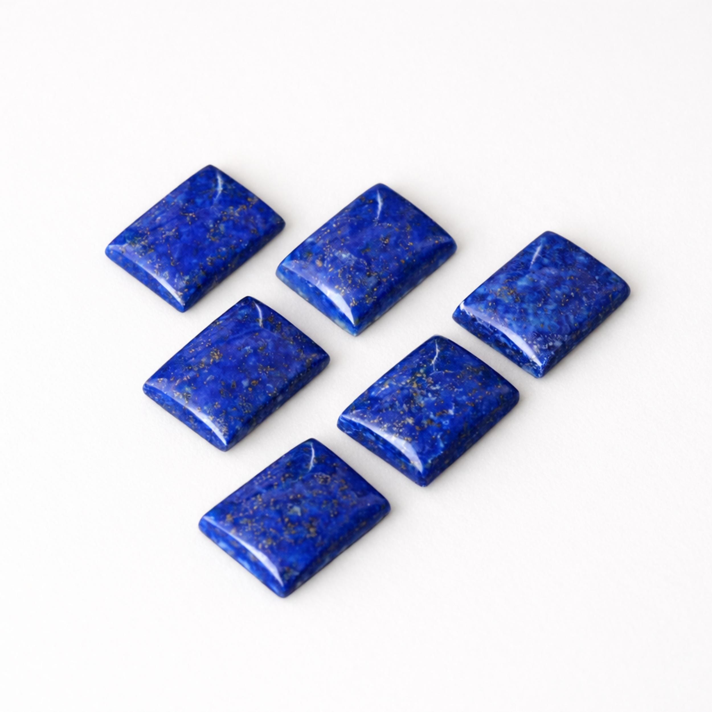 Прямоугольные кабошоны из лазурита – Глубокий синий натуральный камень лазурит с золотыми вкраплениями – Набор полированных кабошонов для изготовления ювелирных изделий 5x7mm синий