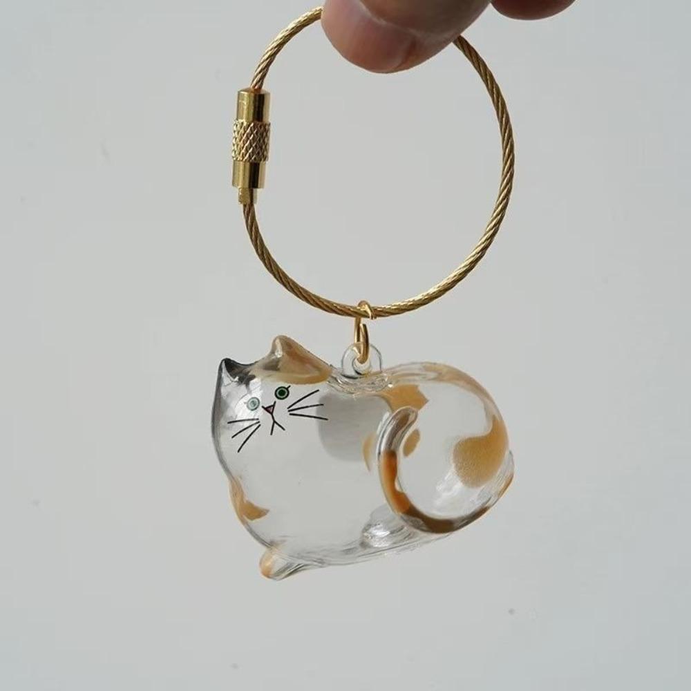 Small Ornaments Cat Fur Storage Pendant Transparent Container Handmade Design Creative Keychain Cute Cat Shaped DIY Accessories