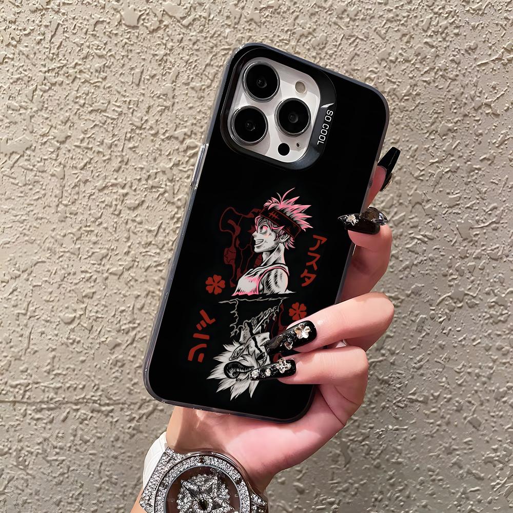 Asta Cartoon B-Black Clover Phone Case For IPhone17 Air 16 15 14 Plus 13 12 11 Pro 7 8 XS Max XR Silver Black Bumper Case