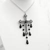 Übertriebener Punk Dunkles Kreuz Blutstropfen Quasten Anhänger Samt Halskette für Damen Halloween Gothic Charme Halsband Schmuck Geschenk