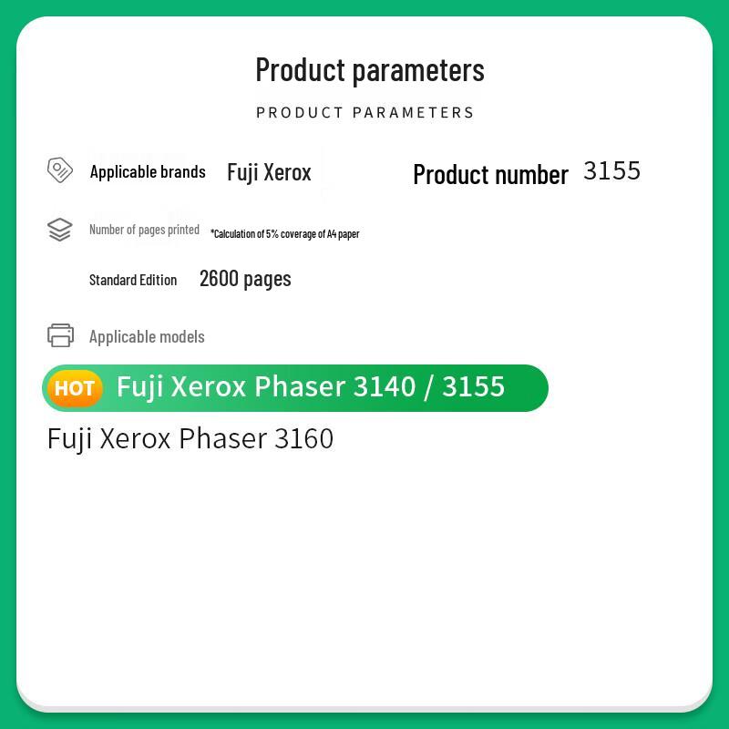 Compatible Toner Cartridge for Fuji Xerox Phaser 3140 3155 3160 (108R00984)