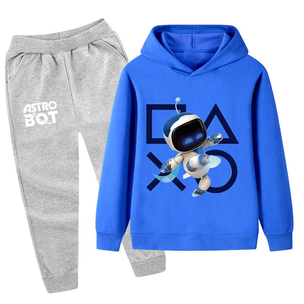 PB1338 2pcs/set Kids Boys Girls Astro Bot Printed Long Sleeves Hoodie Trousers Clothes Sets