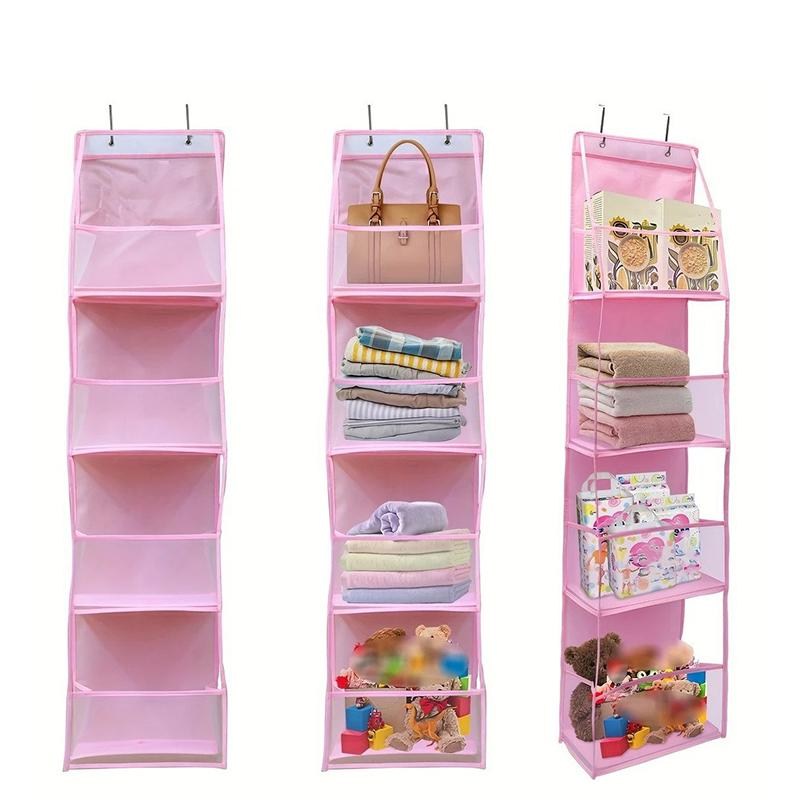 4/6-tier Hanging Storage Bag Foldable Organizer Over-the-door Holder For Hair Accessories Snacks Toys Clothes Storage Holder Bag