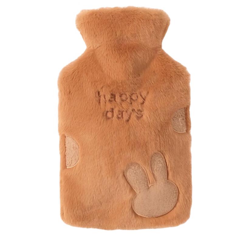 

Lexueer Medium Rubber Hot Water Bottle with Rabbit Fur Embroidered Cover
