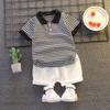 0-5 Years Boys Summer Short-sleeved Striped Polo Shirt Two-piece Set