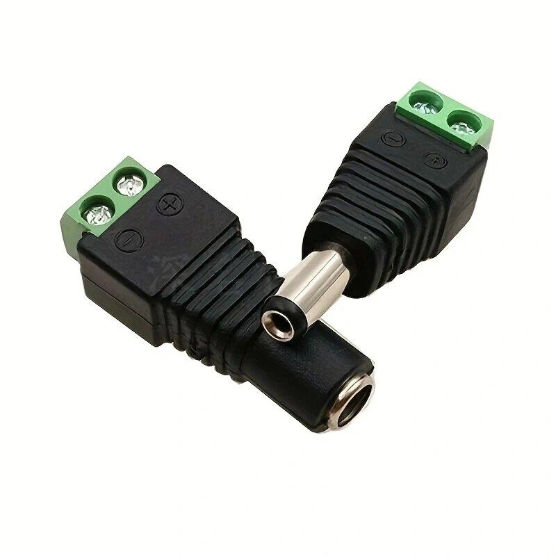5pcs DC Male Female Terminals 12V Power Connector 2.1mm X 5.5mm Plug Adapter for CCTV Cameras 5050 3528 Single Color LED Strp