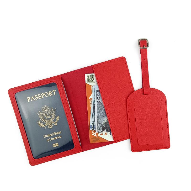 Customizable PU Leather Passport Holder & Luggage Tag Set with Paper Card Inclusion
