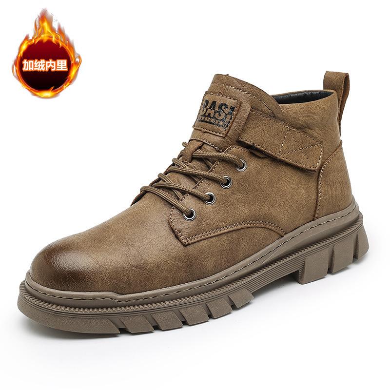 Autumn retro Martin boots men's shoes winter new British high-top lace-free casual retro leather shoes