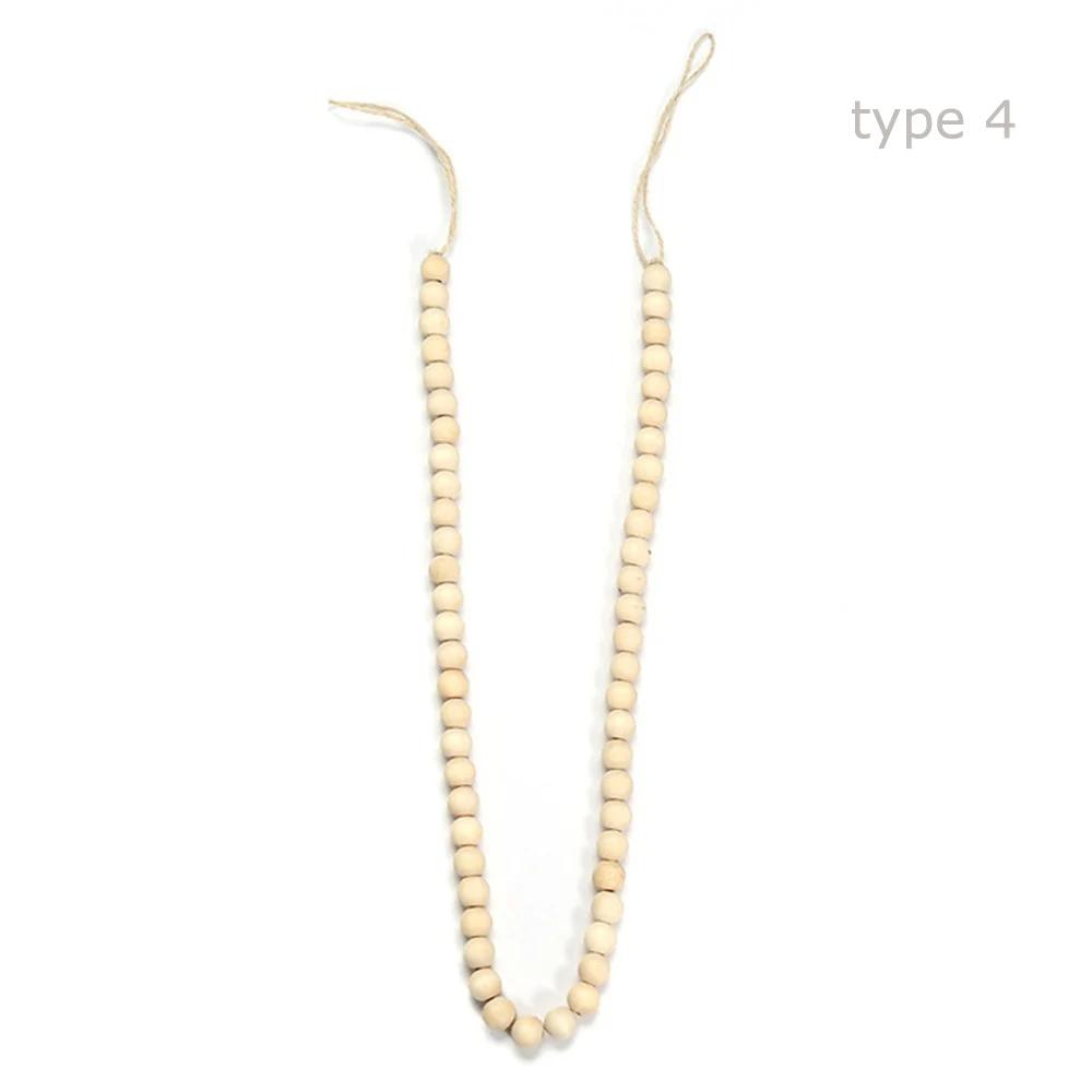 Wall Hanging Wood Bead Garland With Jute Rustic Farmhouse DIY Ornament Tassels String Handmade Garland Home Decor Gift