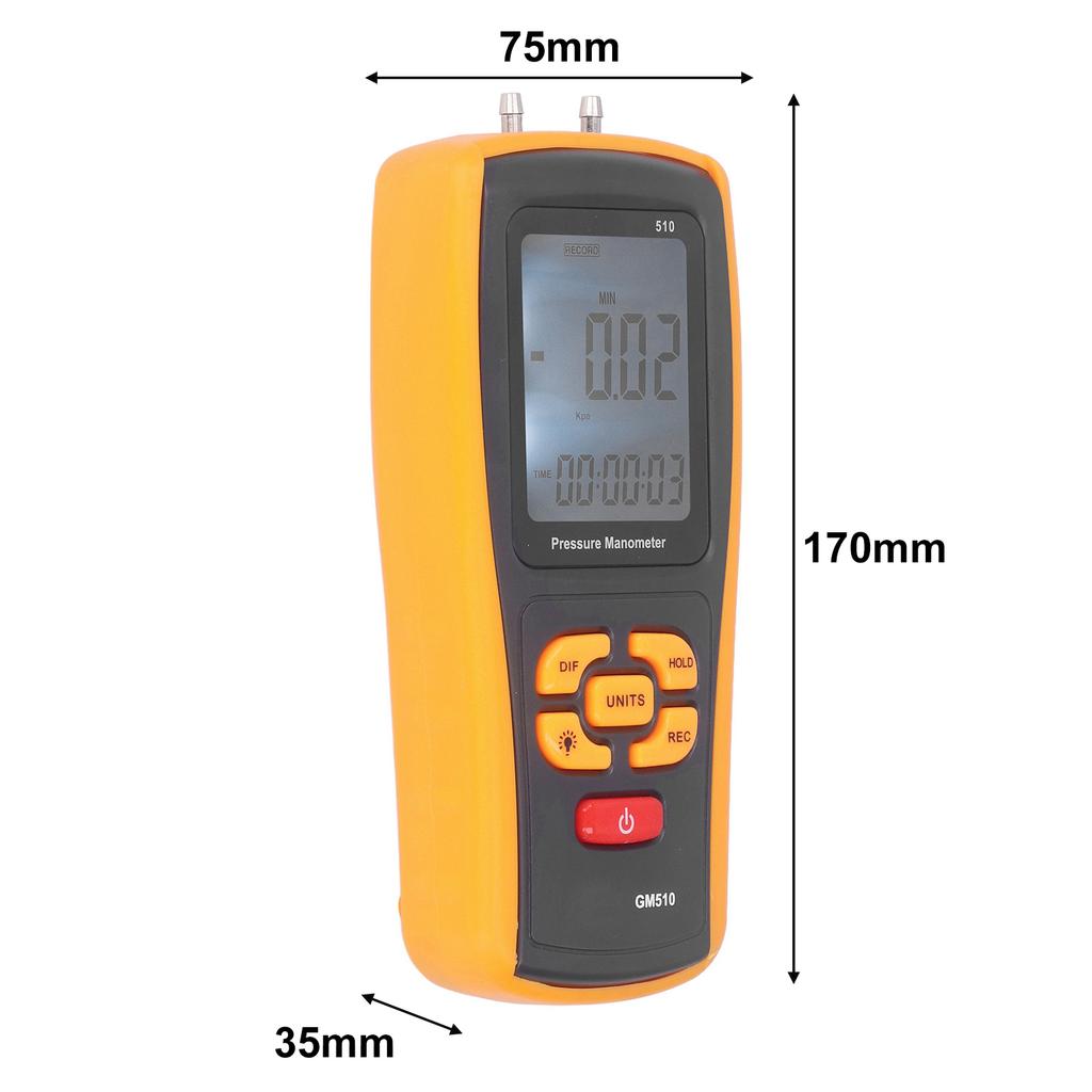 Digital Display Gauge GM510 Pressure Gauge For HVAC Systems Black And Yellow Typical Response 0.5s Low Battery Indicator