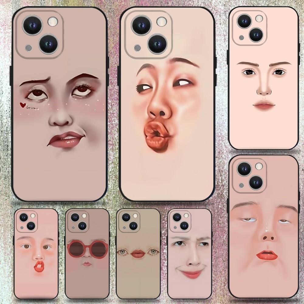 Funny Emoticons Phone Case For iPhone 16,15,14,13,12,11 Plus,Pro Max,XS,X,XR,SE,Mini,8,7,Soft Silicone Black Cover