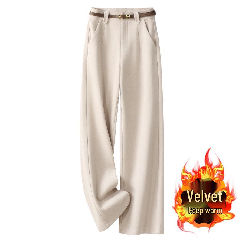 

Women s High-Waisted Woolen Fleece-Lined Pants - Autumn/Winter 2024 L