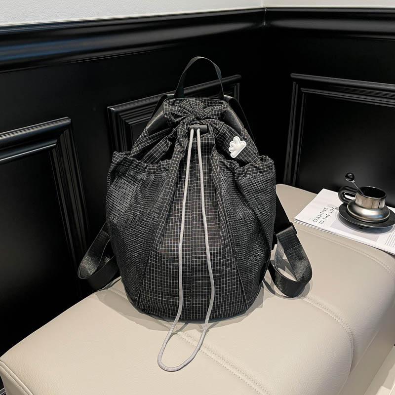 Schoolbag New Drawstring Mini Bucket Bag Casual Versatile Simple Backpack Outdoor Lightweight Breathable Travel Backpack Portable