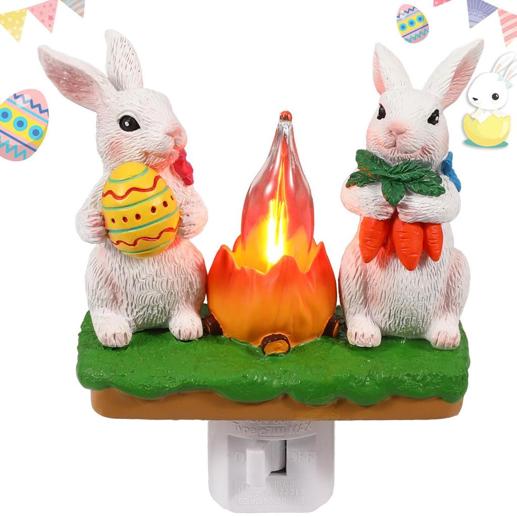 Easter Bunny Resin Craft with Flashing Lights for Kids' Room Decor