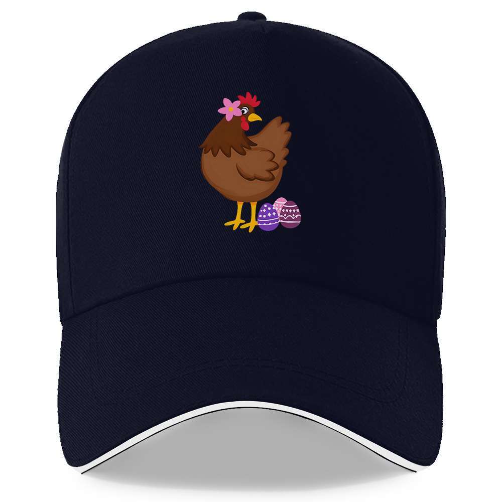 Cute Chicken and Easter Eggs Baseball Cap Adjustable Polyester Adult Casual Spring Hunting Hat