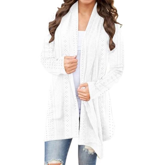 Women's Long Crochet Cardigan Sweater Long Sleeve Open Front Knitted