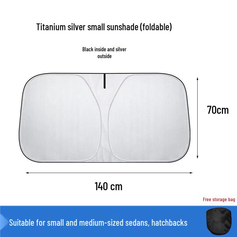 Thickened Titanium Silver Front Windshield Sunshade for Heat and UV Protection