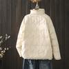 FASHION2024 New Product Handmade Buckle Light and Thin Splicing Stand-up Collar White Duck Down Short and Winter Literary Jacket Clothes