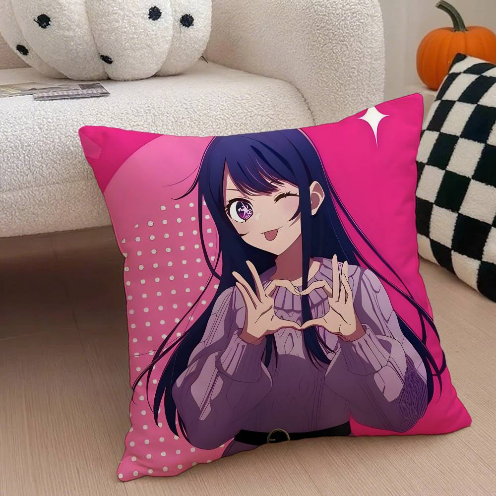 

Oshi No Ko Anime Ai Hoshino Movie Sticky Pillow Case Anti-dustmite Pillowcase Invisible zipper silky short plush Sofa cushion 12x12Inch