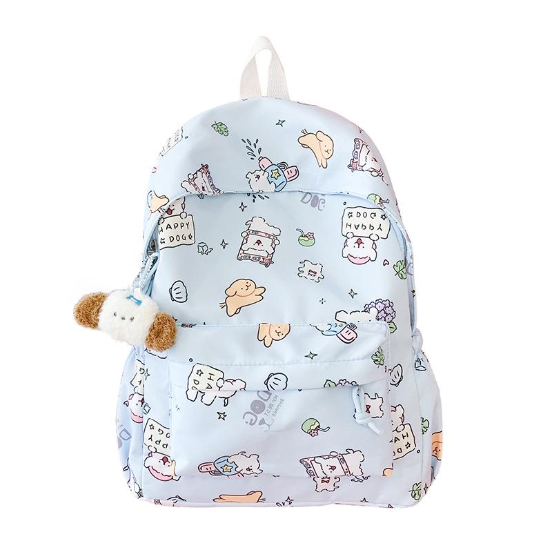 Korean Version of Cartoon Printed Backpack Large Capacity Student Backpack Going Out Travel Bag Junior High School High Value Backpack Men and Women