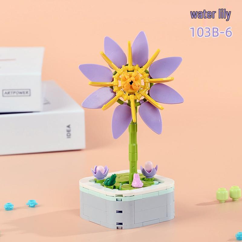 Educational Sunflower & Hibiscus Building Blocks Ornament - Teacher's Day Gift