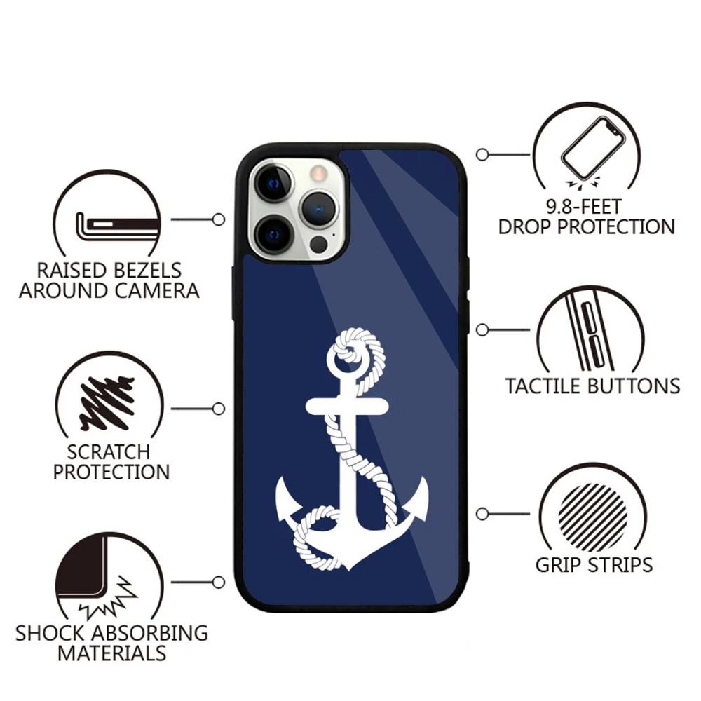 Anchor Compass Nautical Sailor Phone Case For iPhone 15,14,13,12,11,Plus,Pro,Max Mini Magsafe Magnetic Wireless Charging
