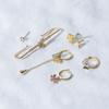 ANENJERY 6 pieces/set Butterfly Flower Hoop Earrings for Women Shiny Micro Zircon Ear Clip Earrings Set