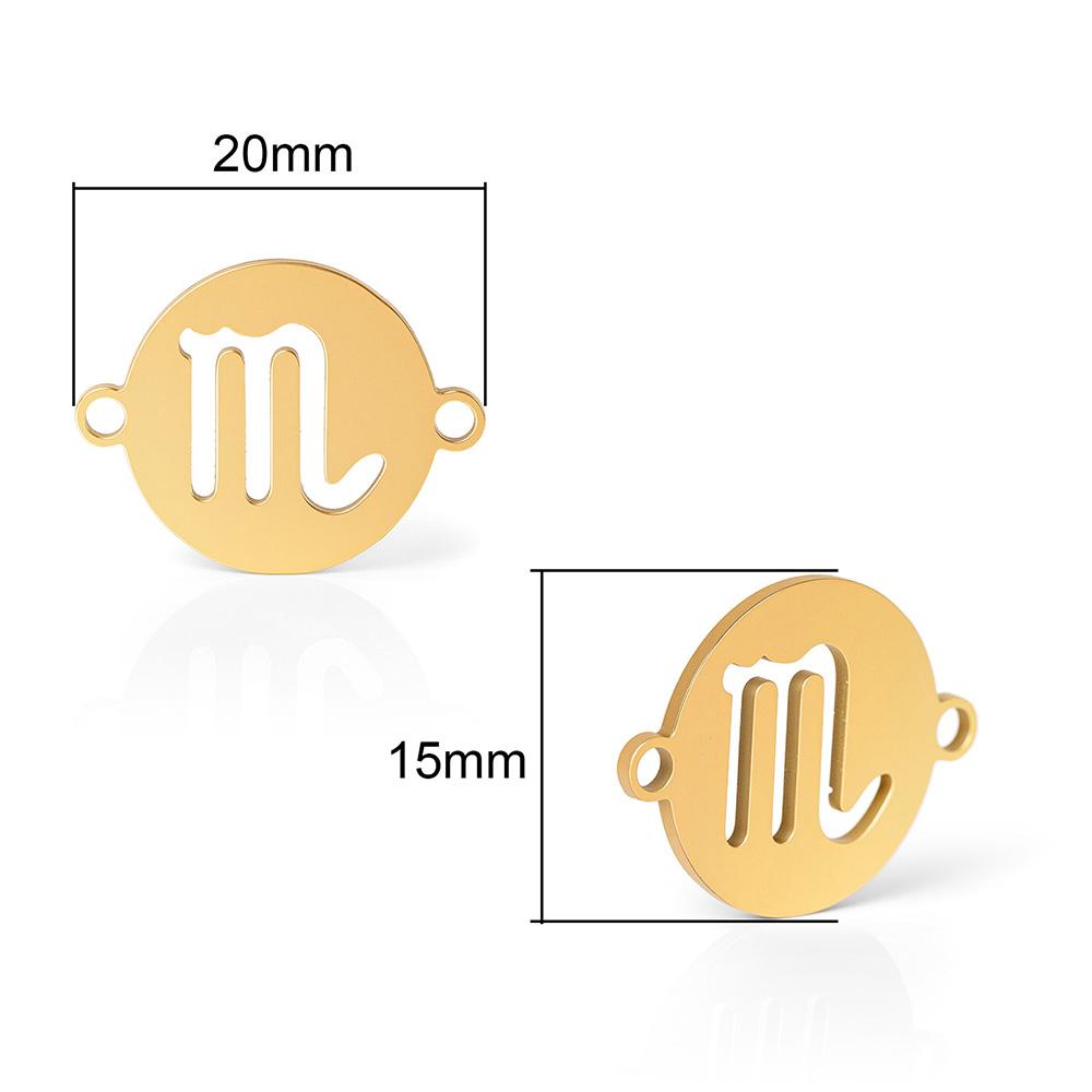 5pcs/lot 316 Stainless Steel Gold Plated 12 zodiac signs Small Charms Connector Pendant For Necklace DIY Jewelry Making
