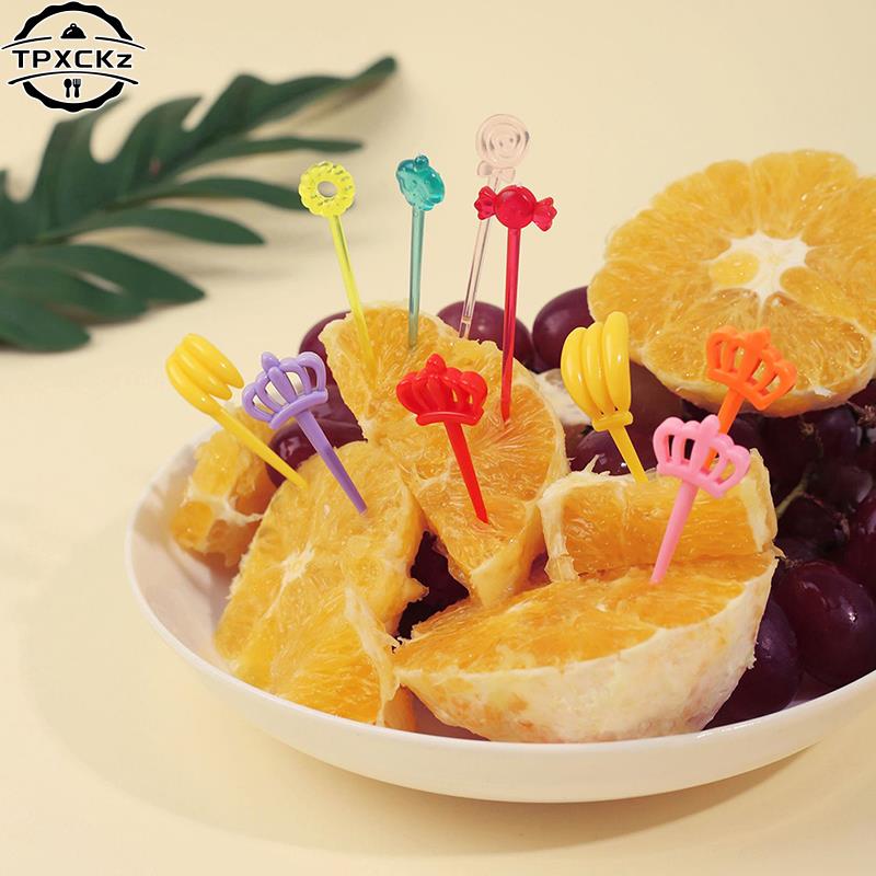 Candy Fruit Fork Food Grade Plastic Mini Cartoon Kids Cake Fruit Toothpick Bento Lunch Bento Accessories Party Decoration Supply