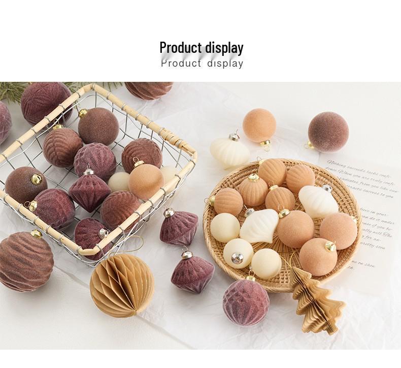 Purple/Gray/Coffee Irregular Flocking Christmas Tree Ball Ornaments