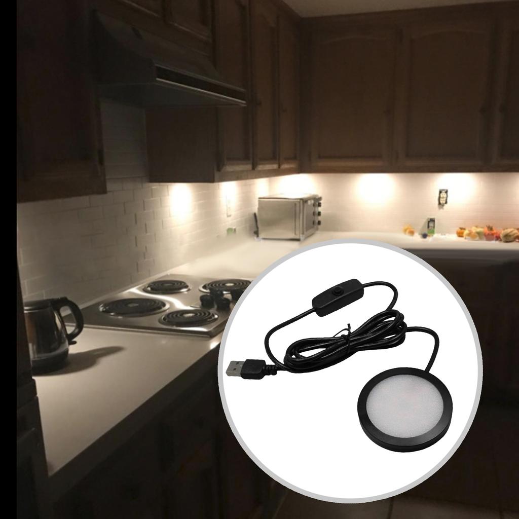 USB Powered 5V3W LED Desk Lamp Round Base LED Under Cabinet Puck Light For Office And Bedroom Use