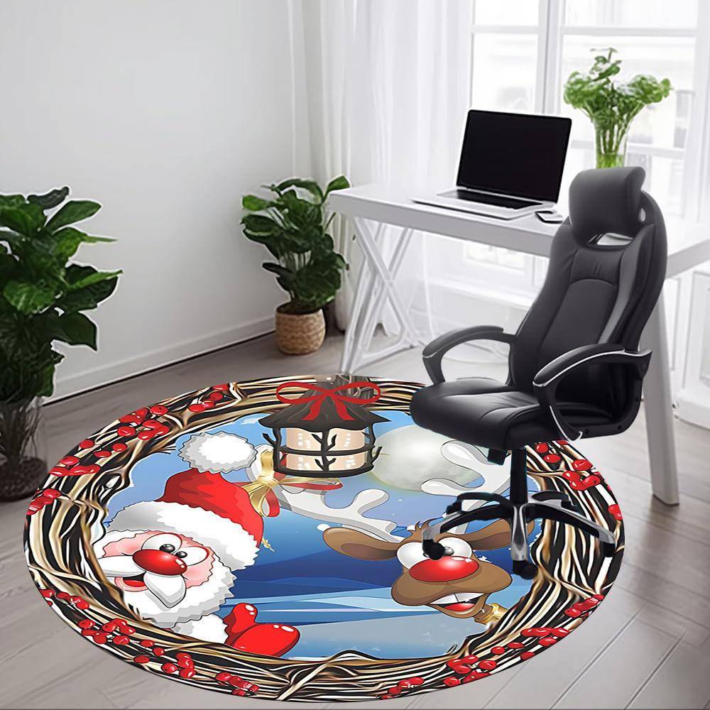 1pc Christmas Wreath Chair Carpet for Office Non-Slip, Rug for Office, Room, Good Gift for Family or Friends, yy251226172