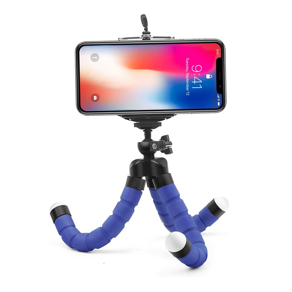 Flexibles Mini-Stativ mit Krake und Schwamm, tragbarer Kamera-Selfie-Ständer für Smartphone-Telefonhalter, Clip-Ständer