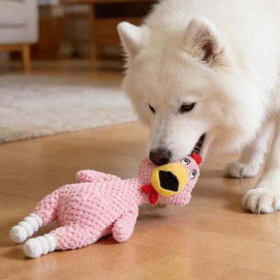 Indestructible Plush Dog Toy for Aggressive Chewers Interactive Squeaky Soft Stuffed Chicken