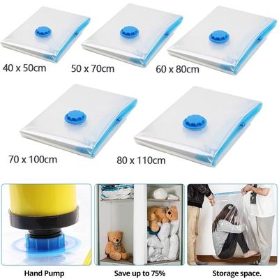 Vacuum Storage Bags Space Saver Bag with Pump Vacume Pack Storage Bag for Clothes Storage Reusable Bags Double Zip Seal Home Supplies