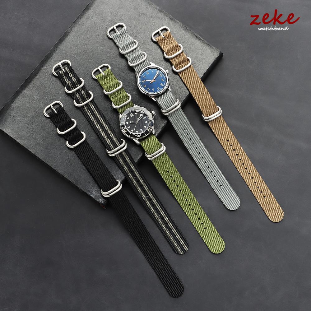 Military Sports Watch Strap Nylon Silver Ring Buckle 18mm 20mm 22mm Man Women for Seiko Ribbed Braid Replace Watch Accessories