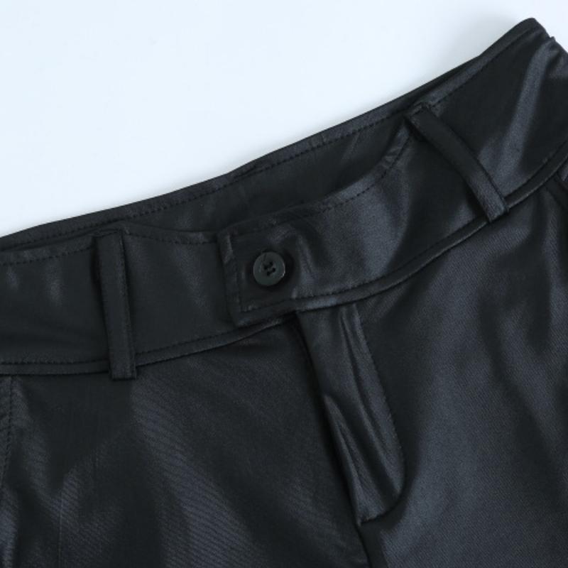 Dame Faux Skinnbukser Høy Midje Slim Leggings Jeggings Skinny Bukser med Belte