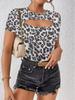 European & American Women's Summer Leopard Print Round Neck Short Sleeve T-shirt