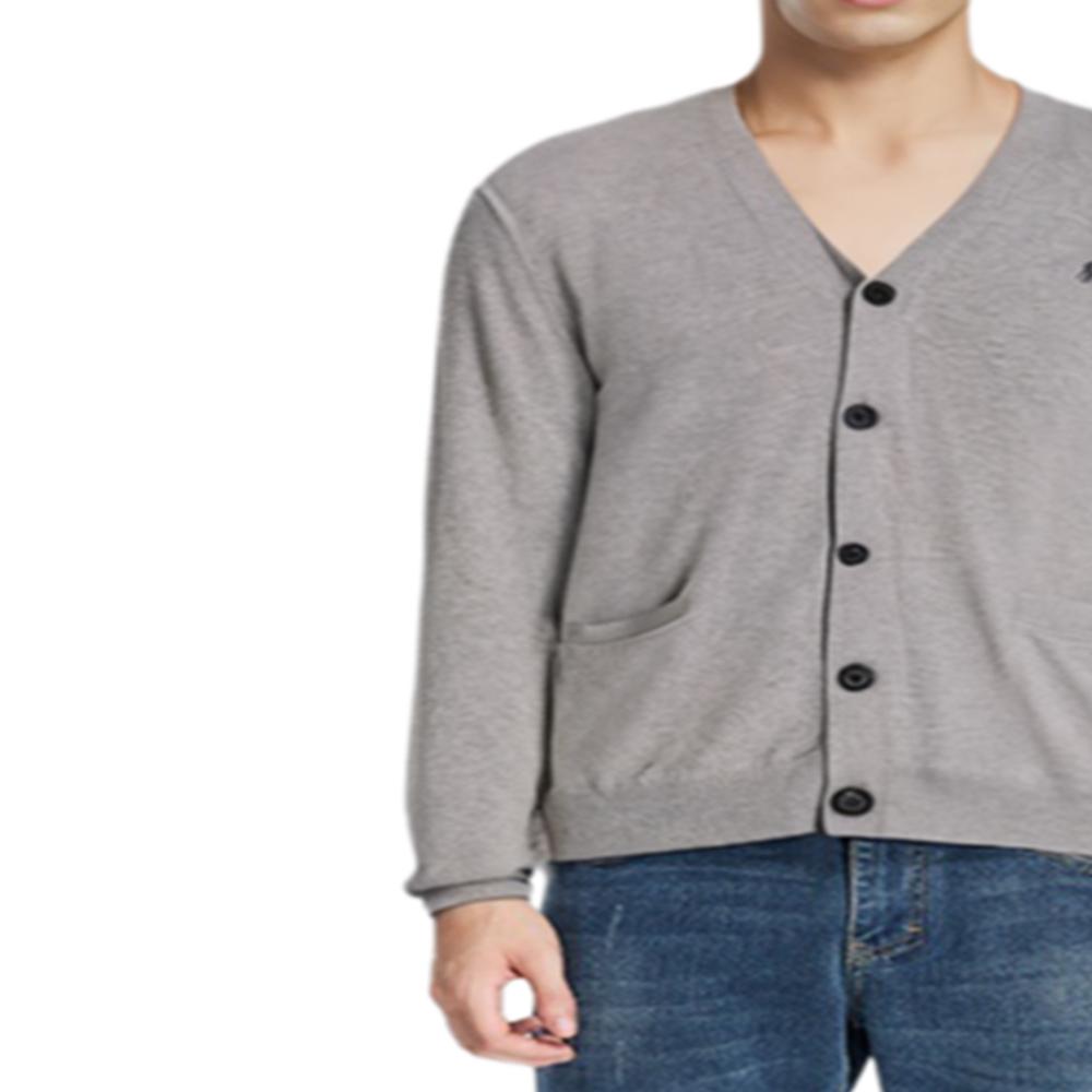 Polo Ralph Lauren Solid Color V-Neck Long Sleeve Sweater Men Sweater Gray MNPOSWE16810319-D86