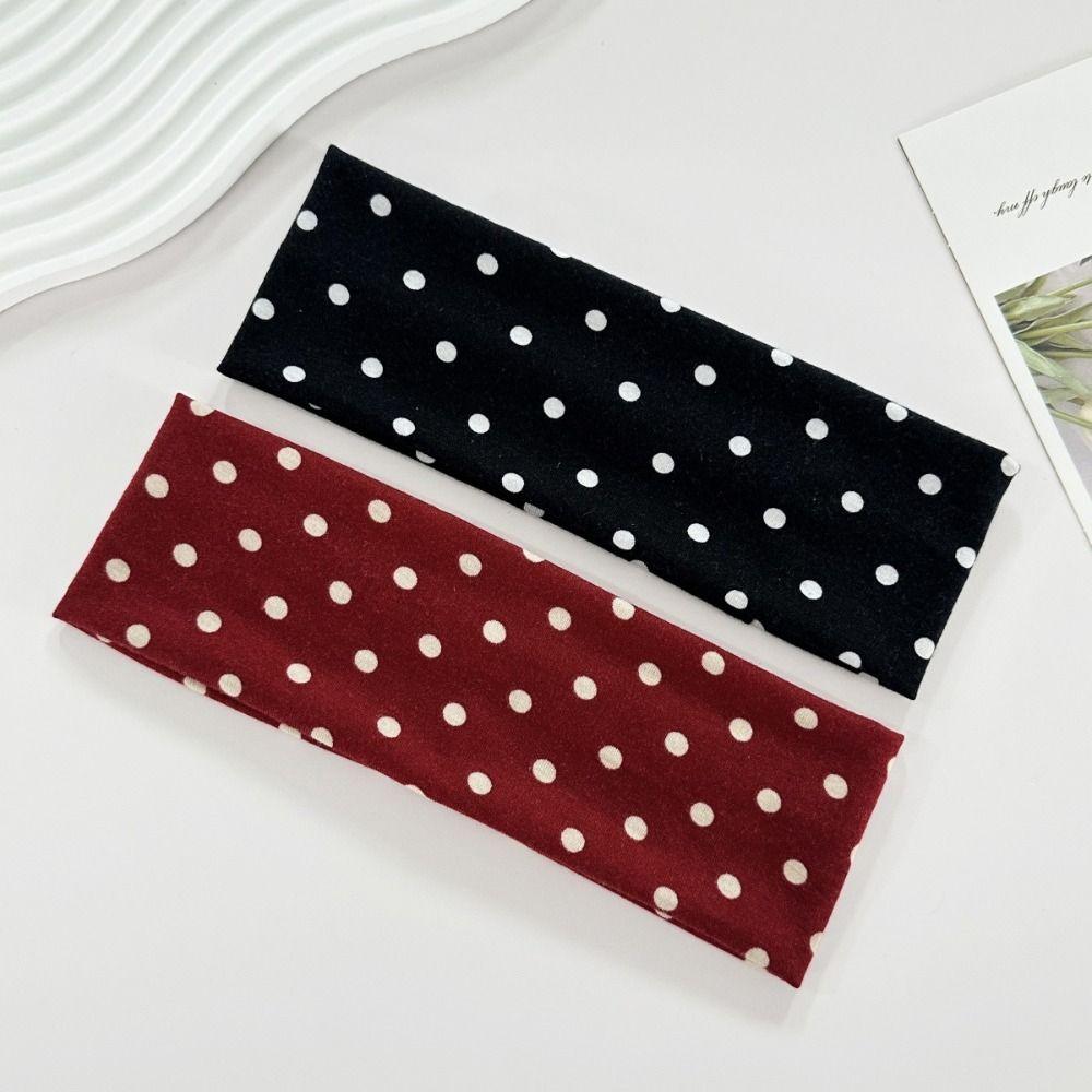 Retro Adjustable Polka Dot Headband Elastic Y2K Yoga Elastic Hair Band Anti Sweat Supporter Gear Sport Headscarf Photo Props