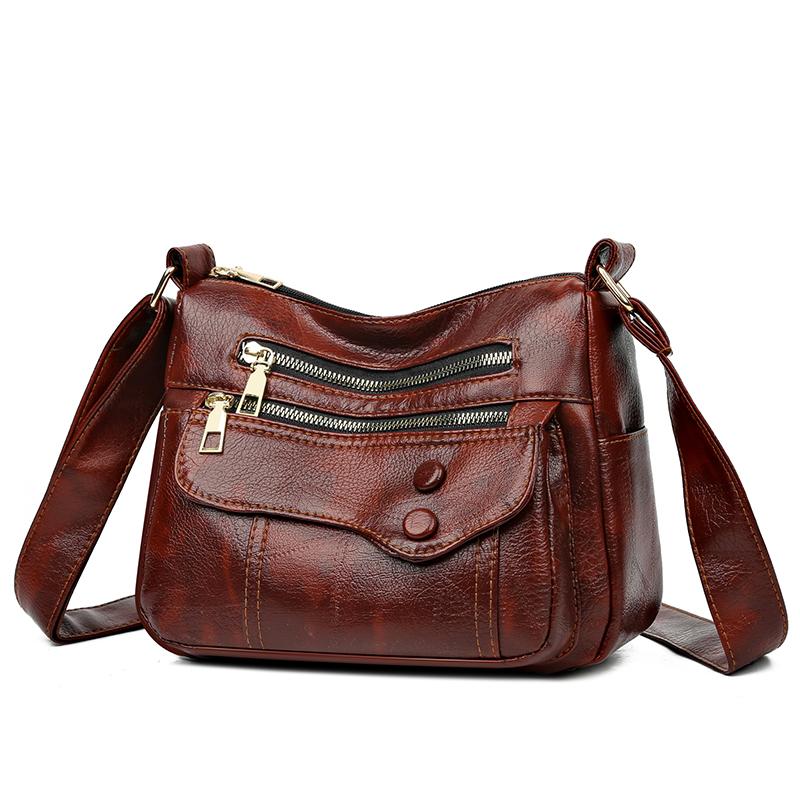 Women's Crossbody Bag Soft Leather Shoulder Bag Large Capacity Middle-aged Women's Bag Mother Bag