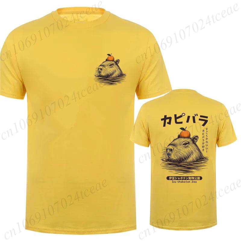 New Summer Men's Sports T-Shirt Sports Capybara Onsen Print T-shirts Capybara Lover Tshirts Japanese Streetwear Fashion Shirts
