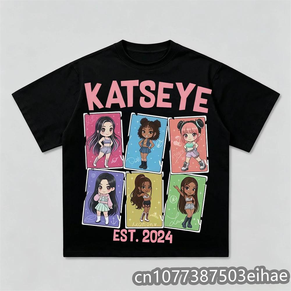 Katseye T-shirt Korean Girls Band Printing Tshirt Camiseta Cotton Short Sleeve Female T Shirt Summer Casual Women Men Kids Tee