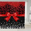 Pink Bow Glitter Shower Curtain Abstract Leopard Girl Bow Glitter Bathroom Bathtub Curtain A Variety Of Optional
