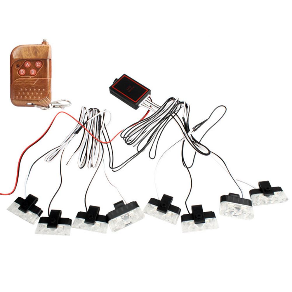 2x4 4×8 Led Signal Lamp Warning Light Strobe Warning Lamp Emergency Signal Accessories Grille Light Flashing for Car SUV Yellow