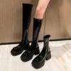 Small Heightening Elastic Boots Women's Autumn and Winter New Muffin Thick-soled Knee Boots Waterproof Table Tall Thin Knight Boots