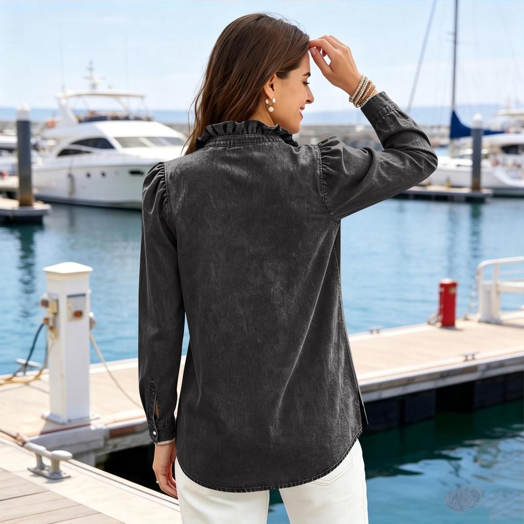 Casual Kant Denim Top voor Dames voor Lente Zomer